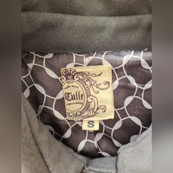 Gray Women's Tulle Pea Coat Size S - Picture 6 of 7